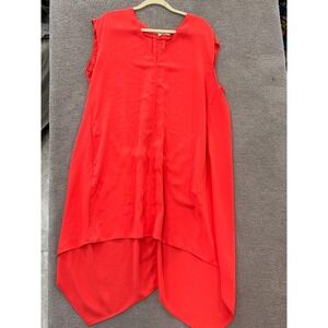 Rachel Rachel Roy High-Low Sleeveless Blouse Red Women's XL Asymmetrical Hem